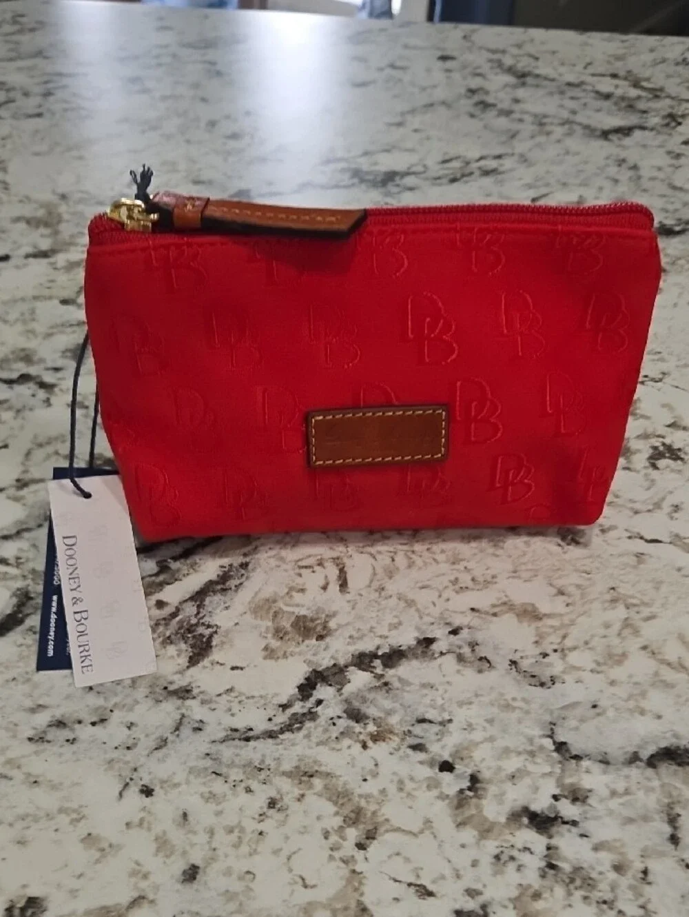 Dooney & Bourke Red Embossed Logo Cosmetic Pouch